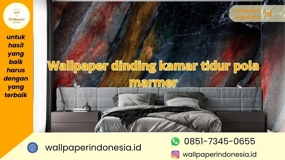 Wallpaper dinding kamar tidur pola marmer