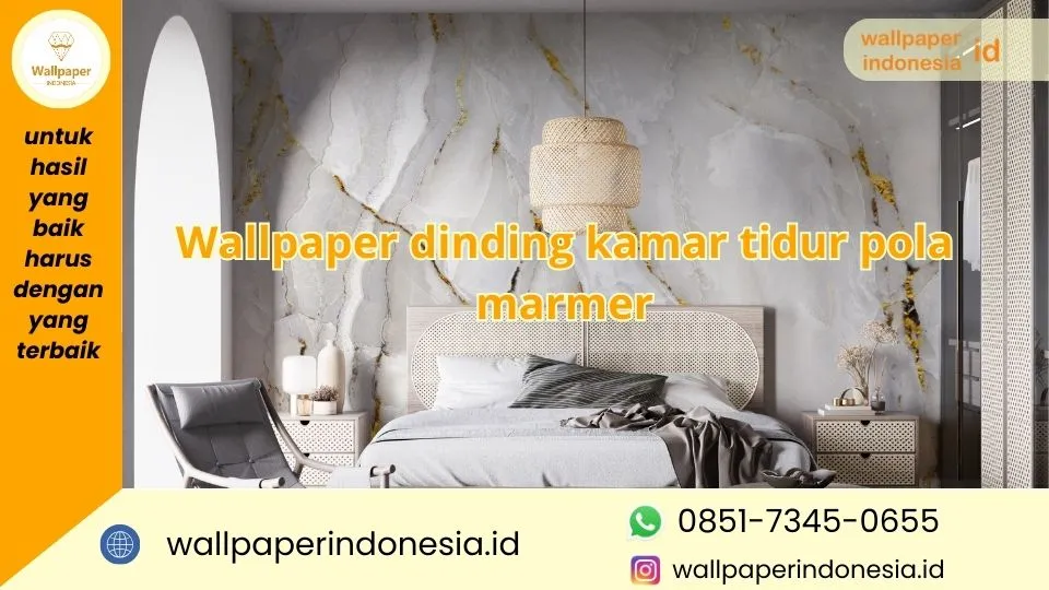 Wallpaper dinding kamar tidur pola marmer