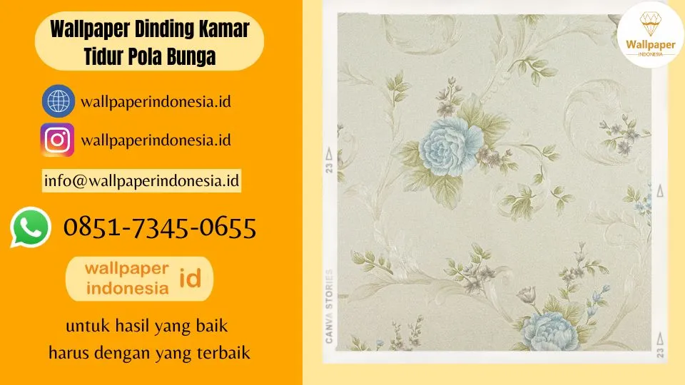 Wallpaper Dinding Kamar Tidur Pola Bunga