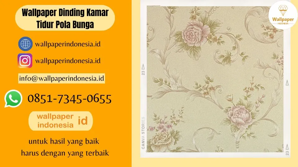 Wallpaper Dinding Kamar Tidur Pola Bunga