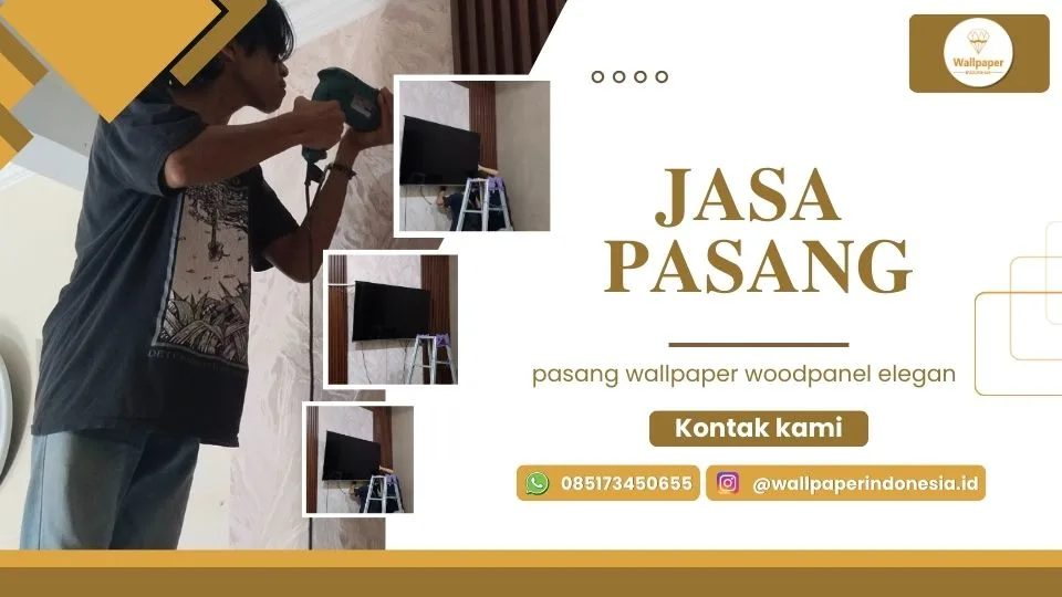 pasang wallpaper woodpanel elegan