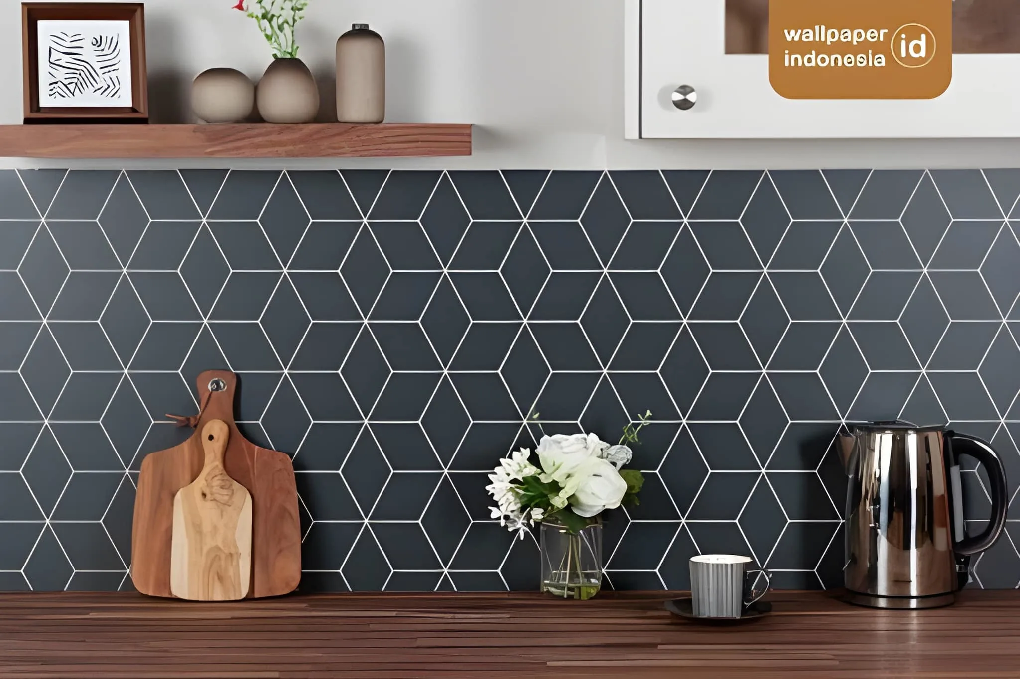 pemasangan wallpaper dinding dapur