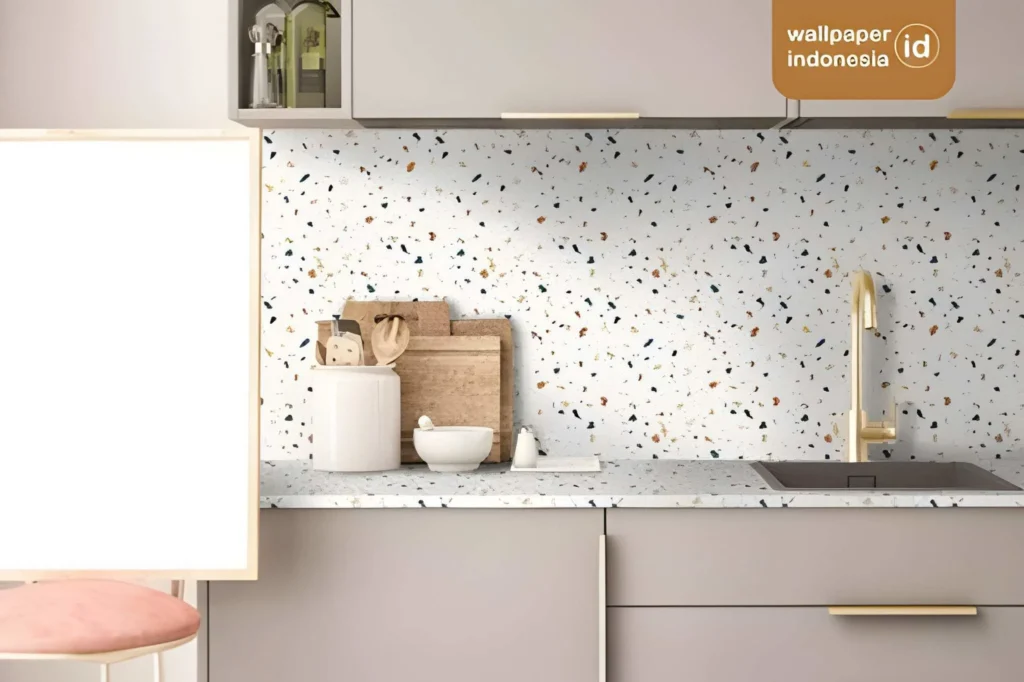 pemasangan wallpaper dinding dapur