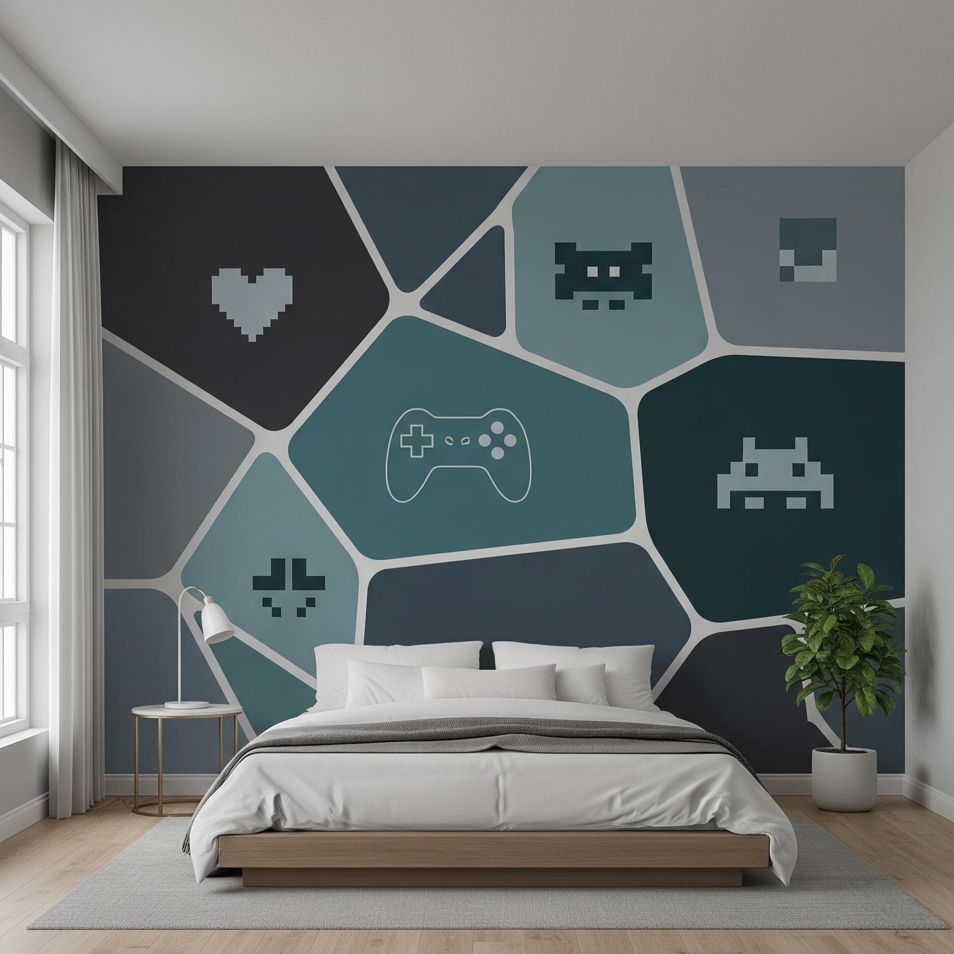 Wallpaper custom tema gaming kamar tidur 1x1