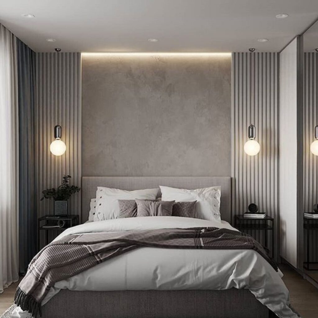 Backdrop kamar tidur minimalis tiga