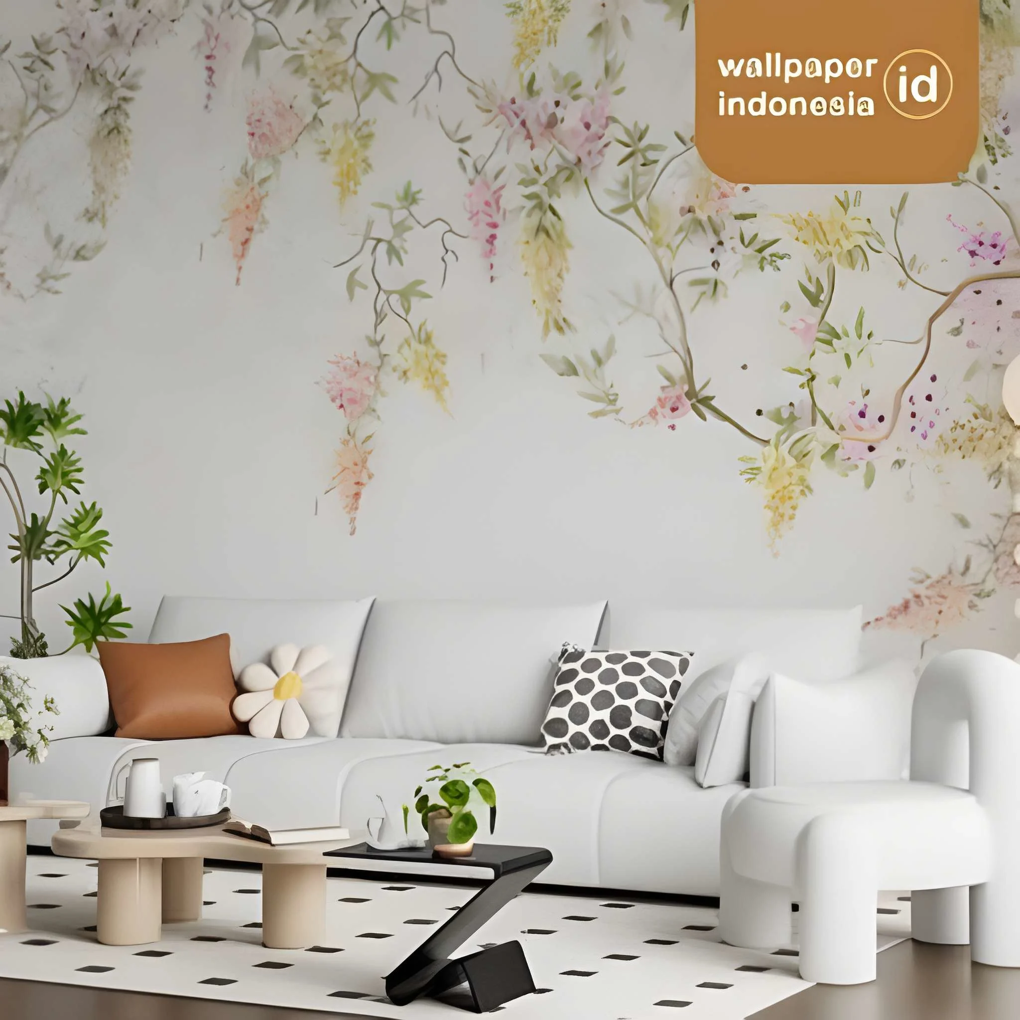 Ide wallpaper pastel ruang tamu