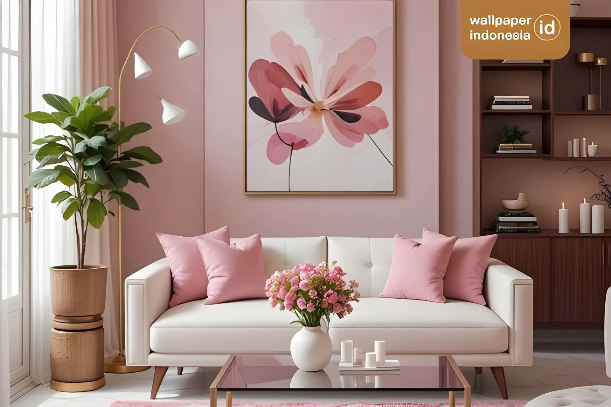 Ide wallpaper pastel ruang tamu