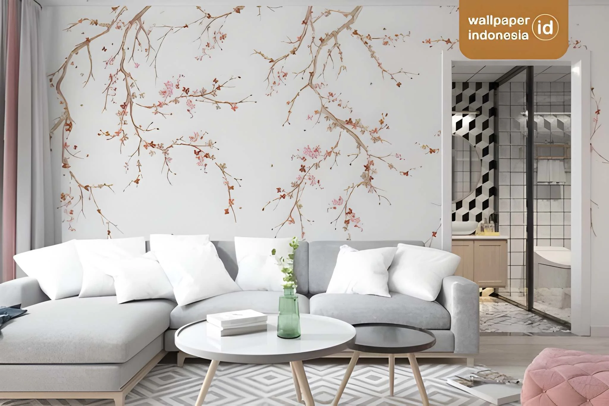 Ide wallpaper pastel ruang tamu