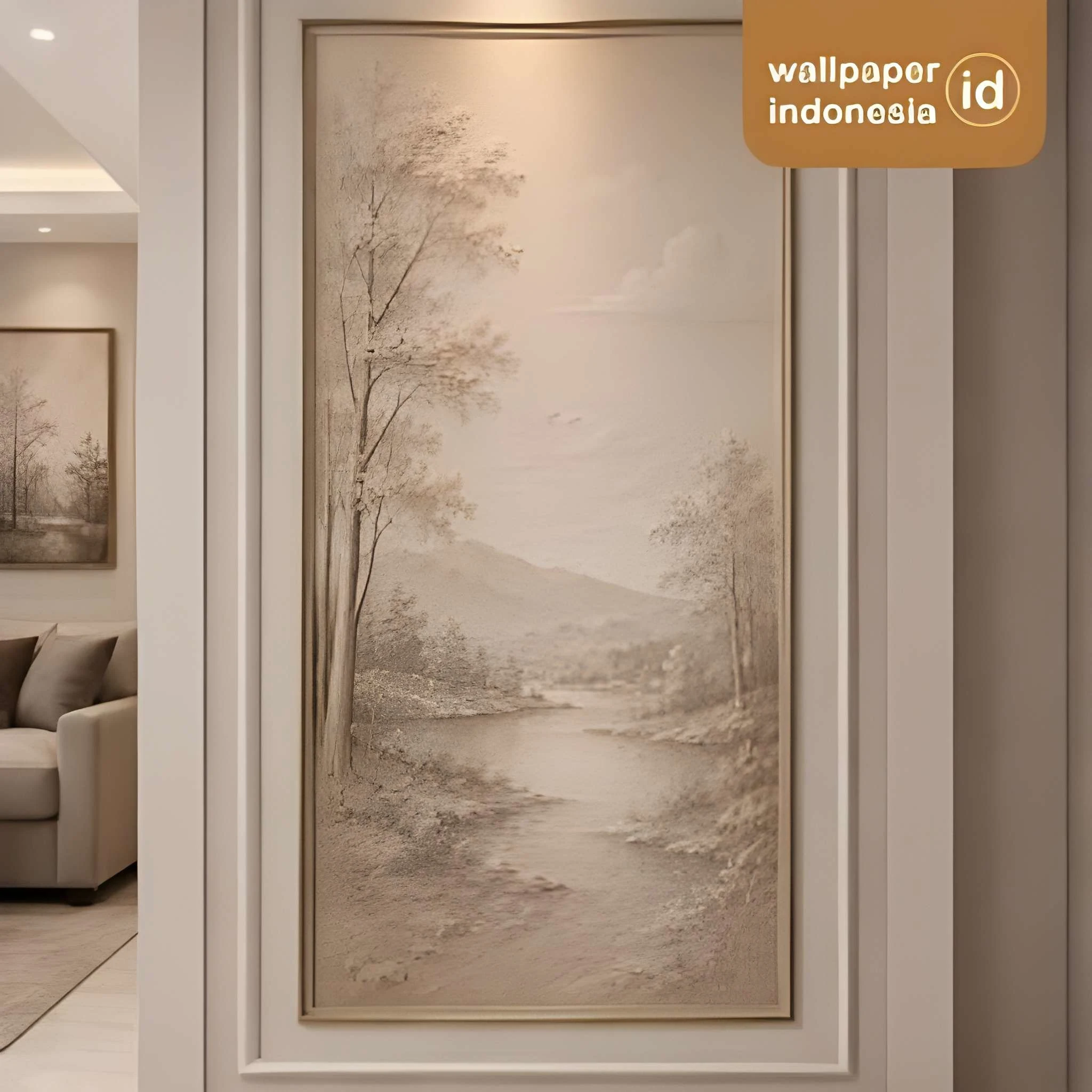 Kombinasi Wallpaper dan Wallmoulding Minimalis