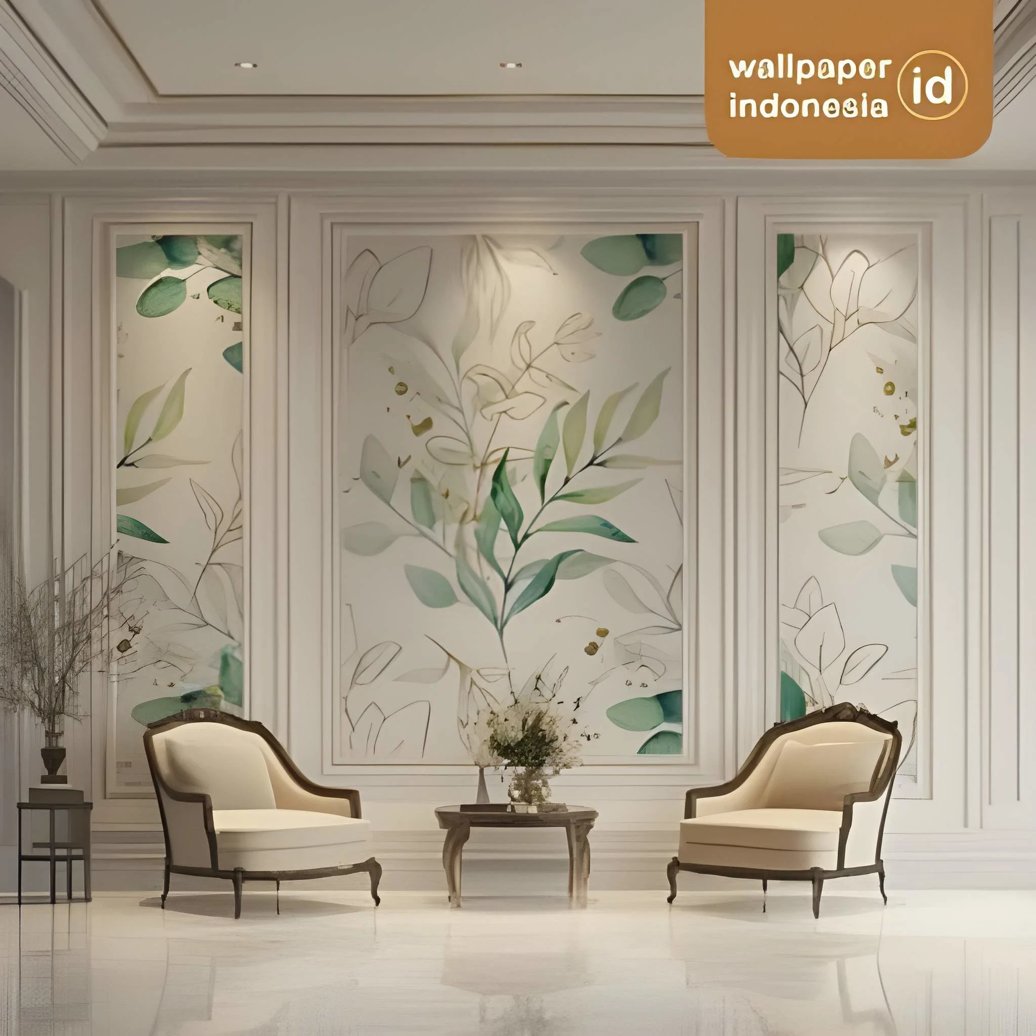 Kombinasi Wallpaper dan Wallmoulding Minimalis