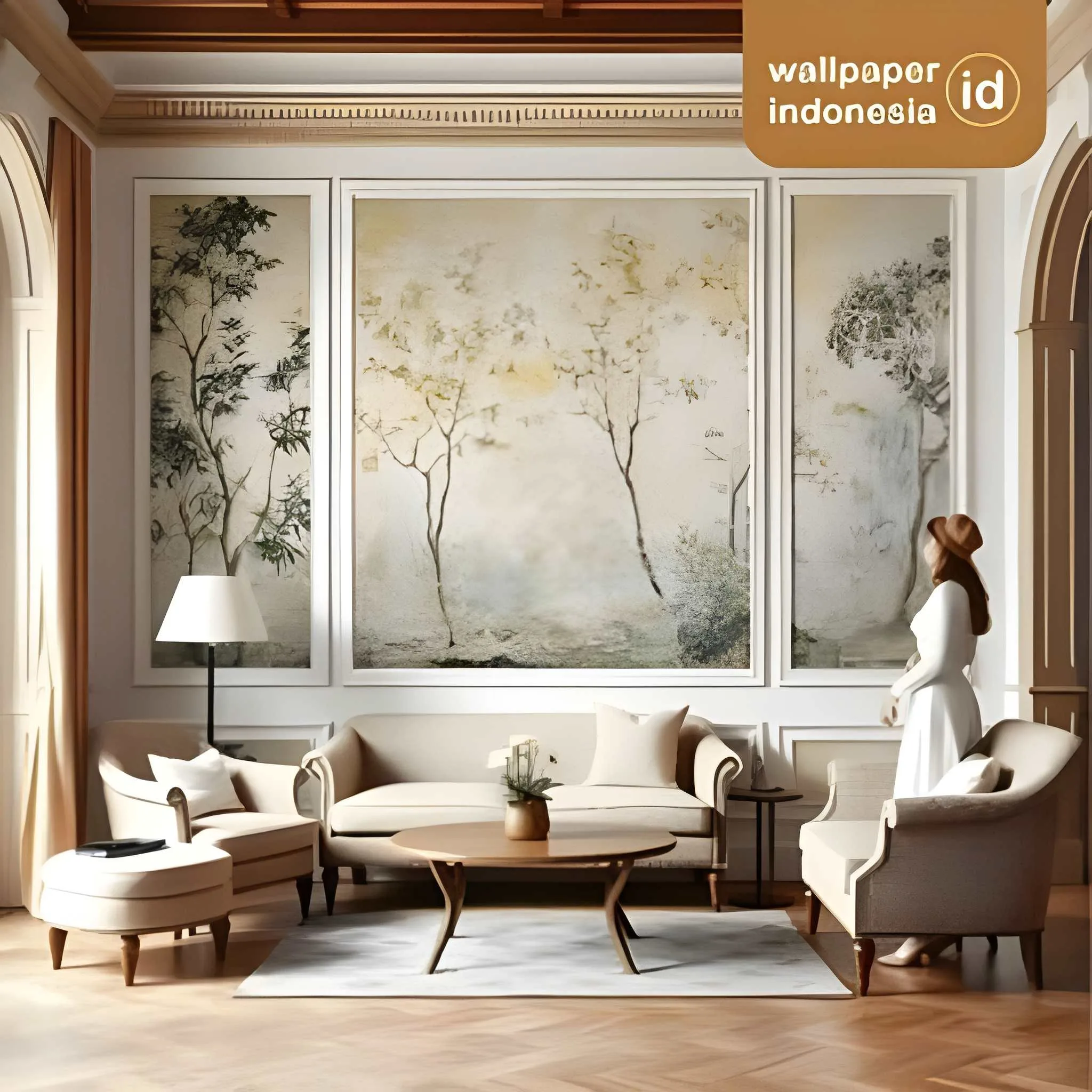 Kombinasi Wallpaper dan Wallmoulding Minimalis