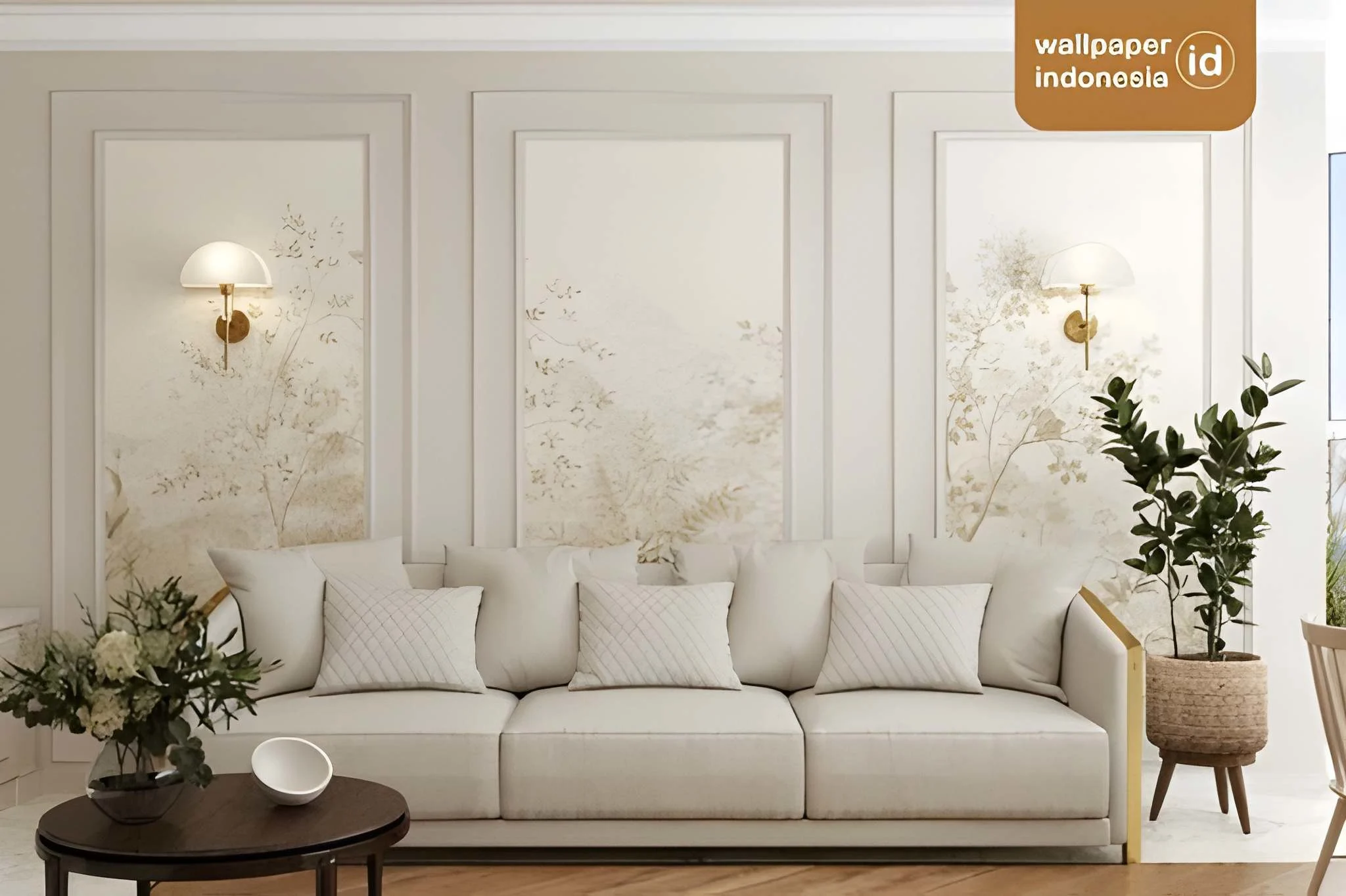 Kombinasi Wallpaper dan Wallmoulding Minimalis