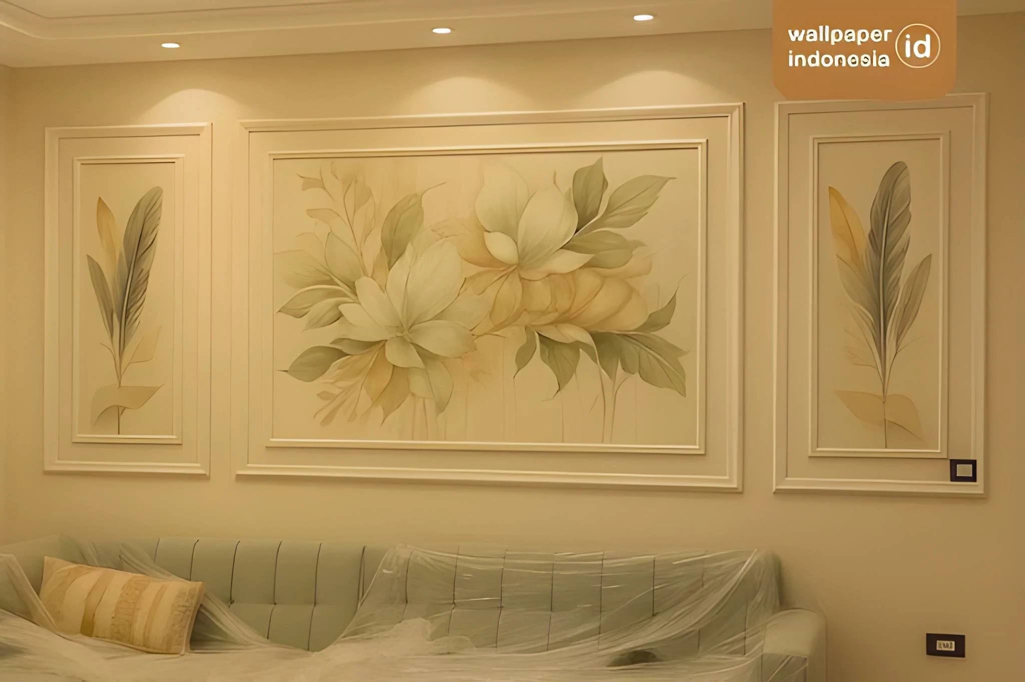 Kombinasi Wallpaper dan Wallmoulding Minimalis